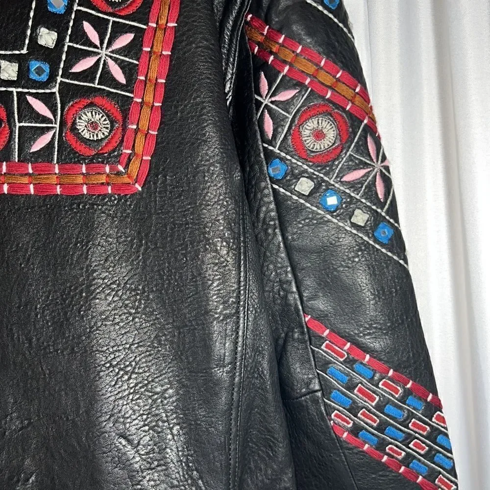 FREE PEOPLE MARI MOTO LEATHER JACKET NEW MEDIUM - Picture 11 of 16